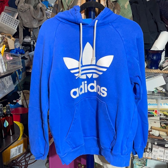 Adidas blue and white logo hoodie sweatshirt large - Picture 1 of 3